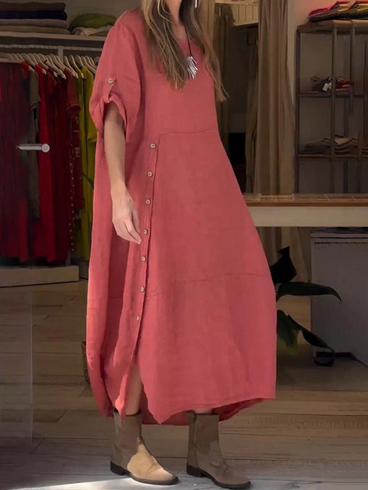 Outdoor Leisure Side Button Ladies Dress