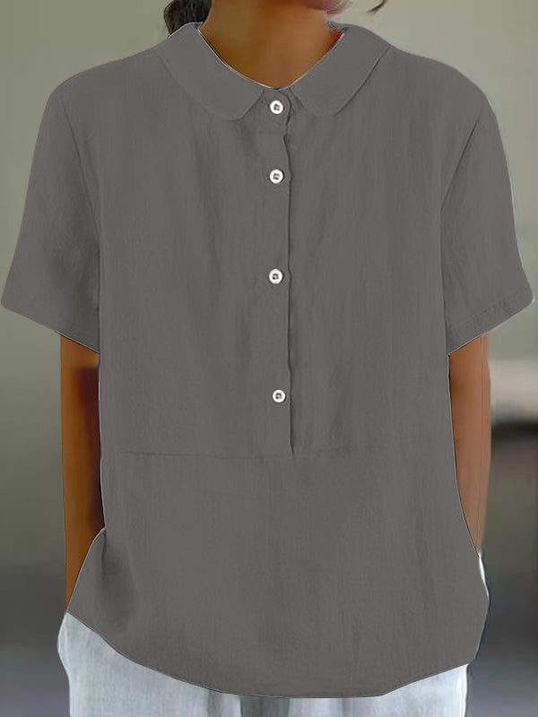 Casual Lapel Solid Color Ladies Top