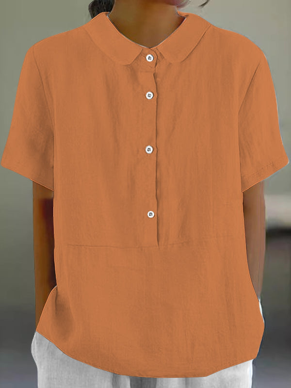 Casual Lapel Solid Color Ladies Top