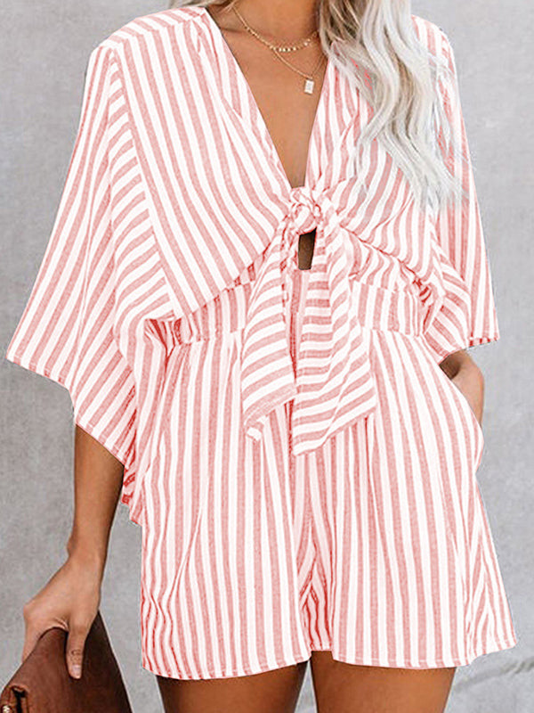 New Bow Striped Ladies Jumpsuit