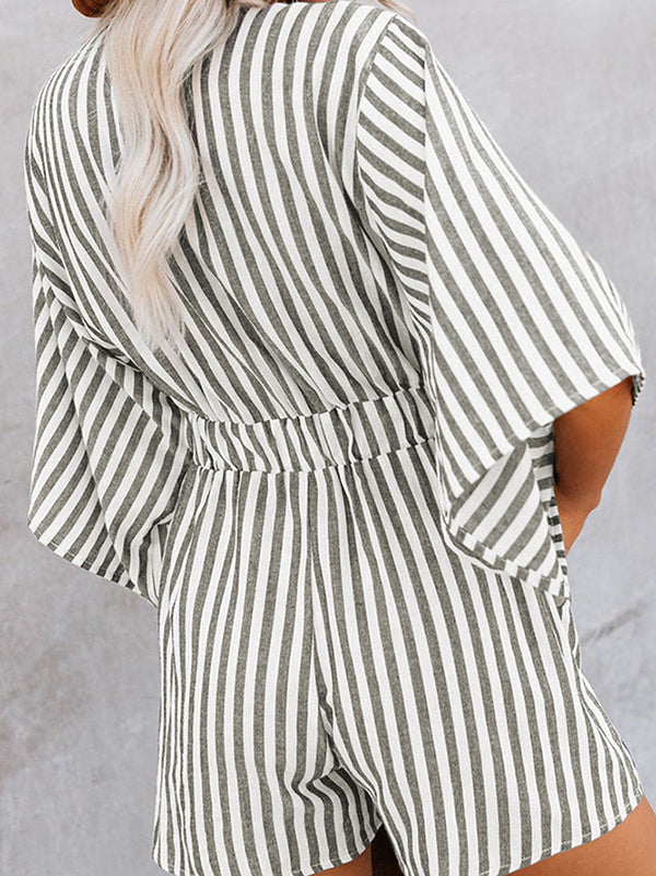 New Bow Striped Ladies Jumpsuit