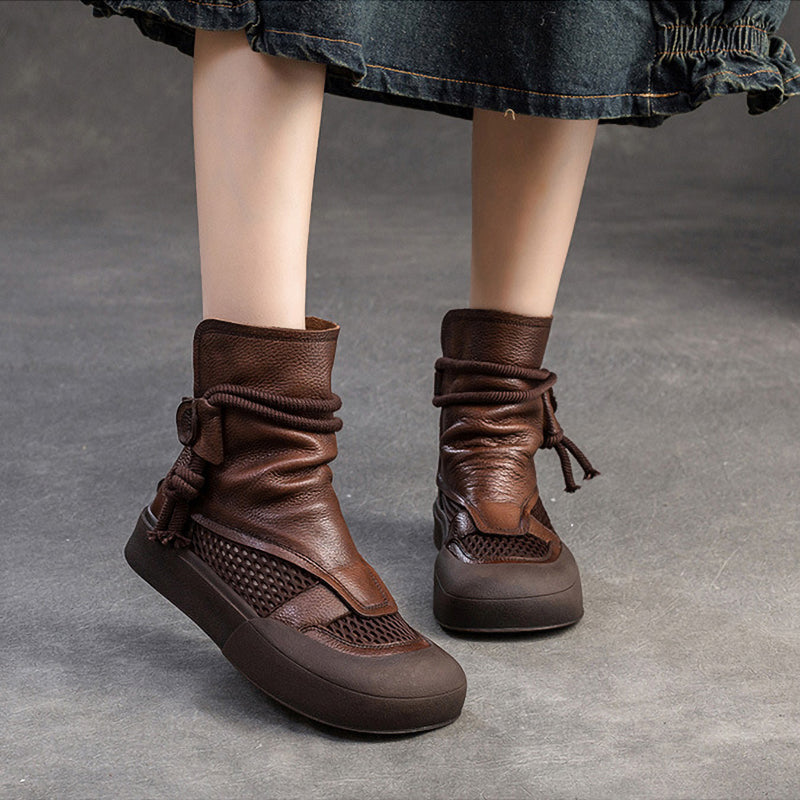 Fashion Hollow Soft Leather Wear-Resistant Zipper Women'S Shoes