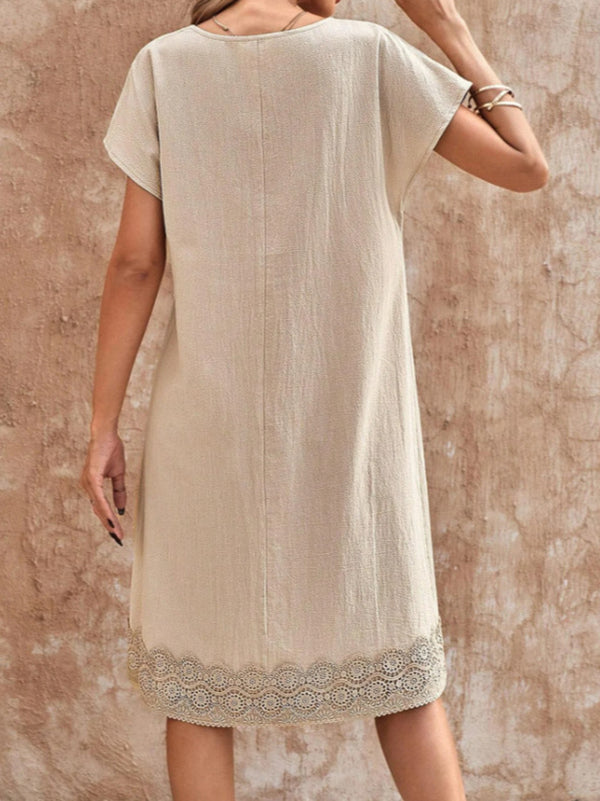 Comfort Hem Embroidered Lace Cotton Dress