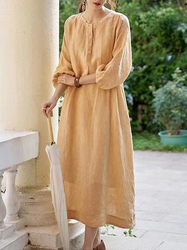 New Large Size Cotton And Linen Comfortable Dress