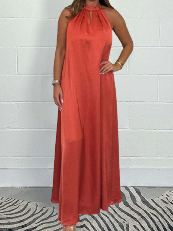 New Elegant High Neck Lace Up Women's Dress