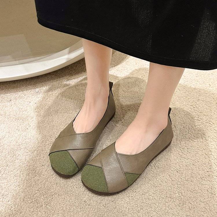 Round Toe Soft Non-Slip Leather Shoes