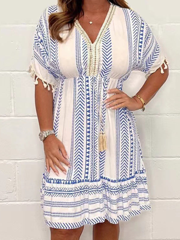 Fashion Printed Tassel Dress