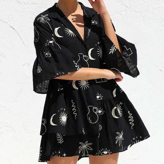 Simple Bell Sleeve Women'S Dress