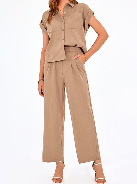New High Waist Casual Ladies Two Piece Suit