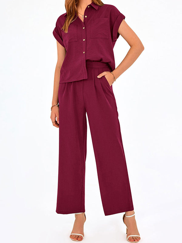 New High Waist Casual Ladies Two Piece Suit