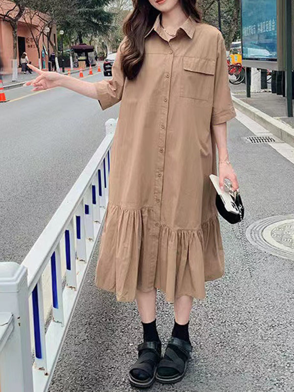 New Large Size Irregular Shirt Dress