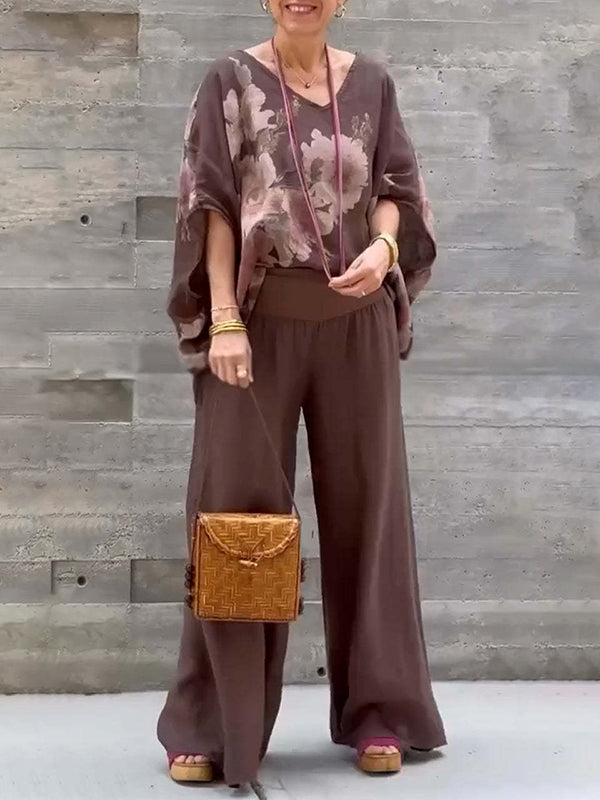 Elegant Ladies Fashion Print Two Piece Suit
