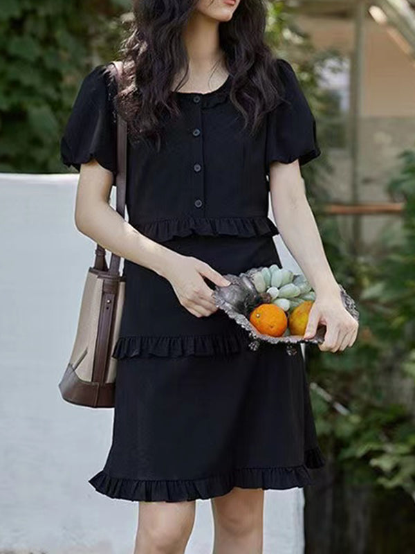 New puff sleeve comfortable dress