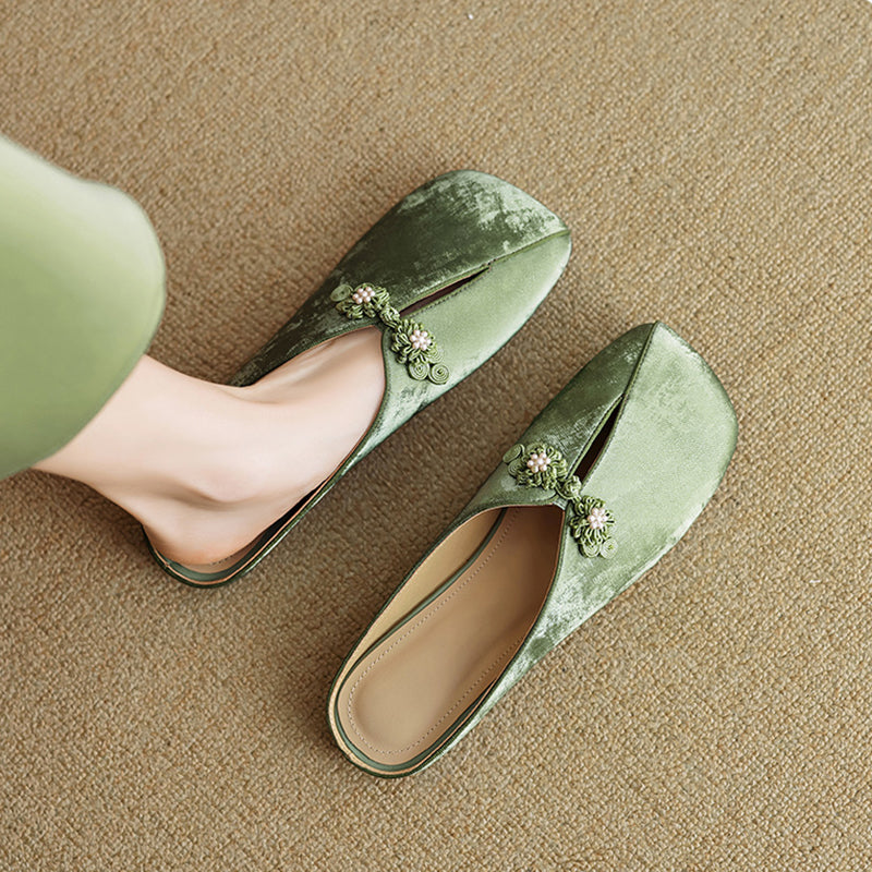 New Square Head Hollow Elegant Temperament Soft Sole Shoes