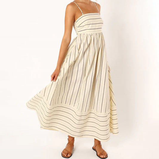 Striped Suspender Full-Length Fresh Style Dress