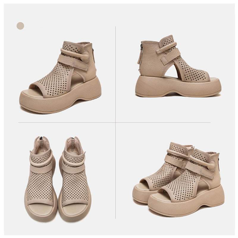 New Hollow Velcro Zipper Thick-Soled Women'S Shoes