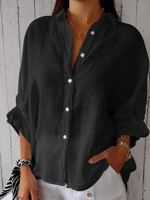 New Cotton & Linen Casual Tie-Back Women's Top