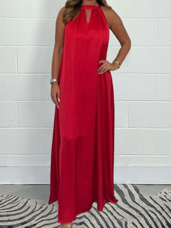 New Elegant High Neck Lace Up Women's Dress