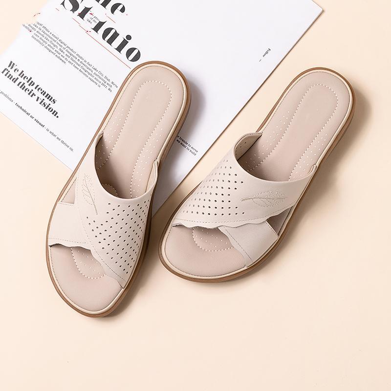 Floral Embellished Flat Non-Slip Slippers
