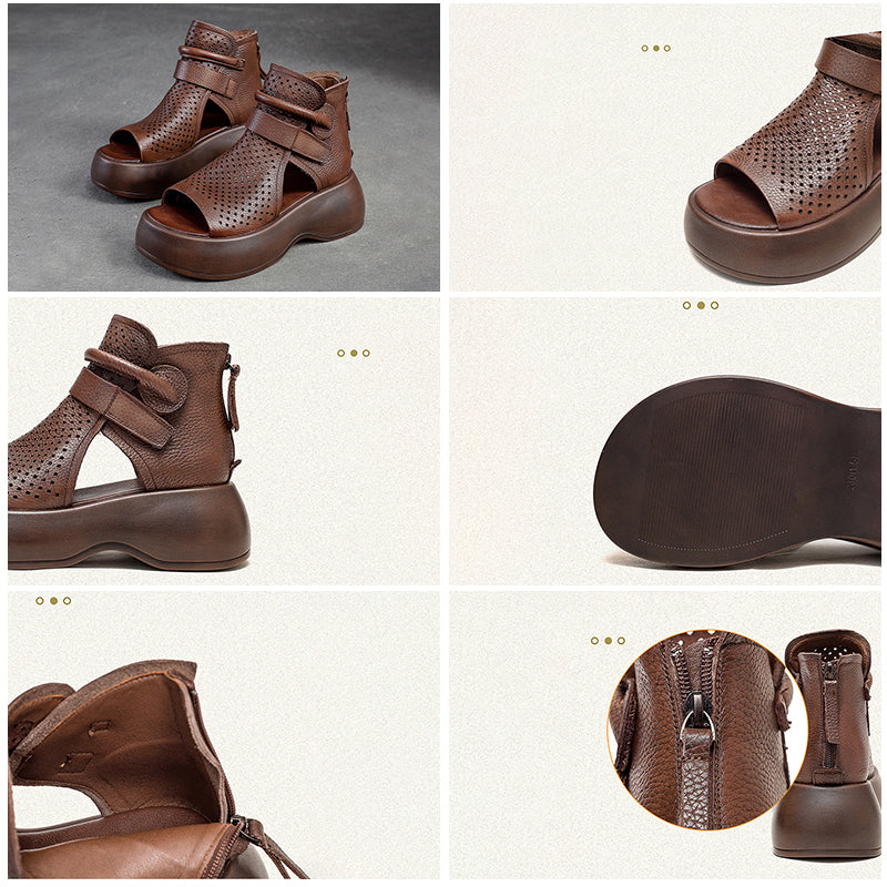 New Hollow Velcro Zipper Thick-Soled Women'S Shoes