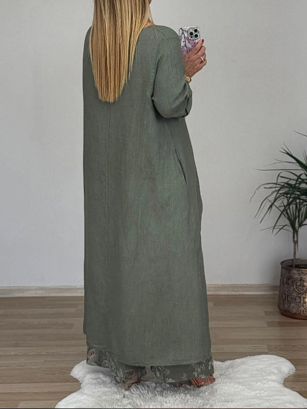Fashion Irregular Top Wide-Leg Pants Pocket Two-Piece Set
