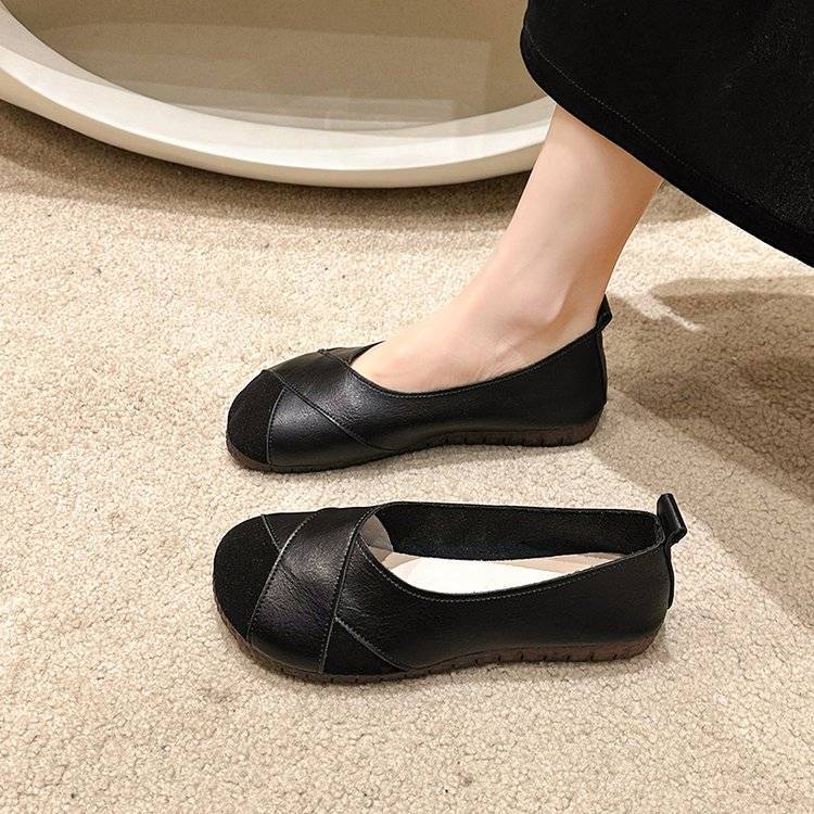 Round Toe Soft Non-Slip Leather Shoes