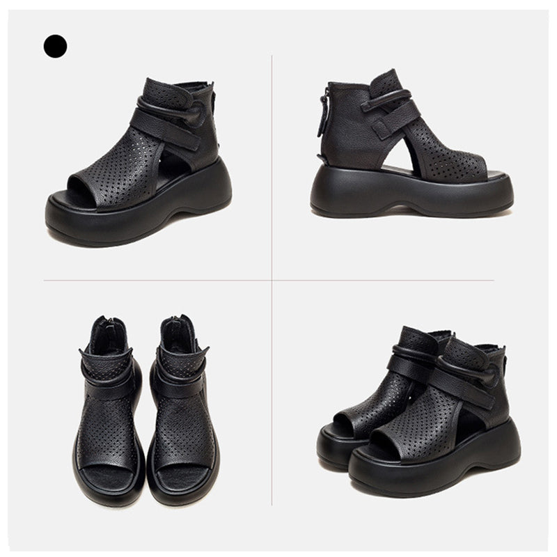 New Hollow Velcro Zipper Thick-Soled Women'S Shoes