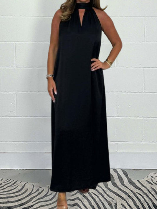 New Elegant High Neck Lace Up Women's Dress