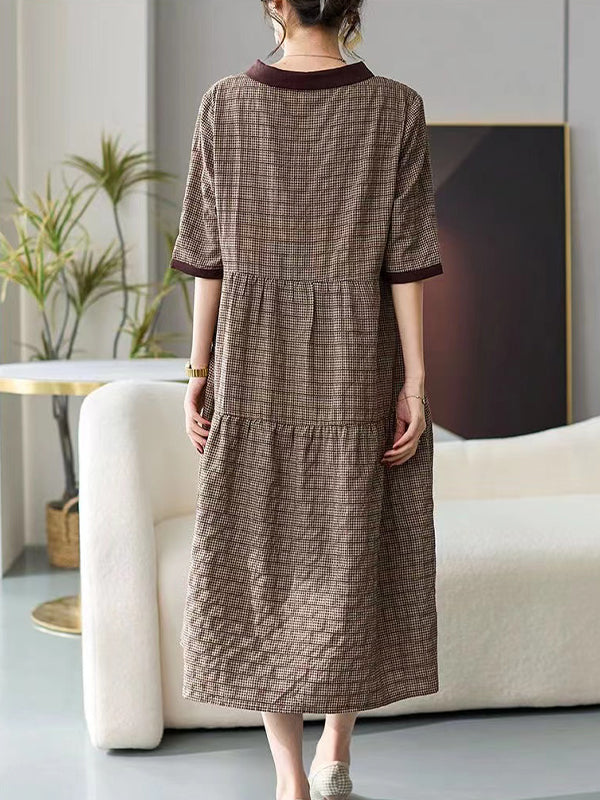 French Retro Plaid Comfortable Dress