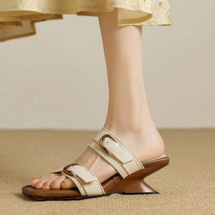 New Elegant Woven Wedge High Heels