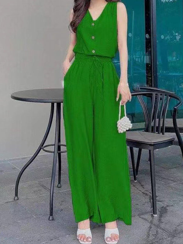 Fashion Button Women's Jumpsuit
