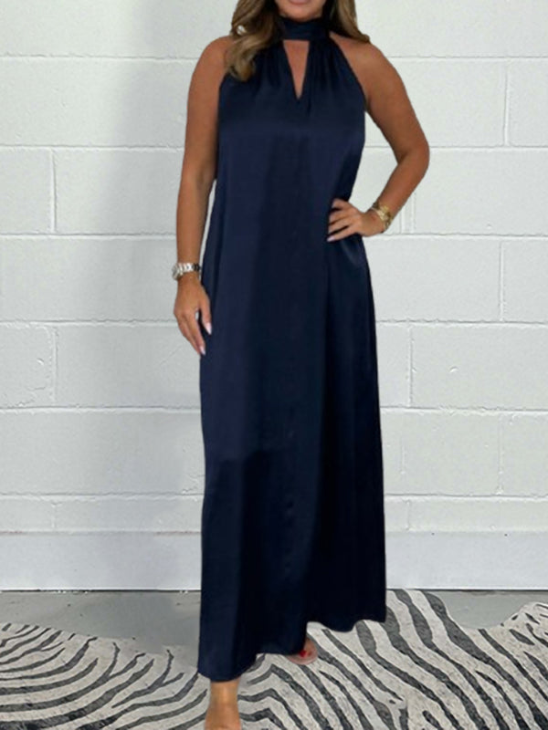 New Elegant High Neck Lace Up Women's Dress