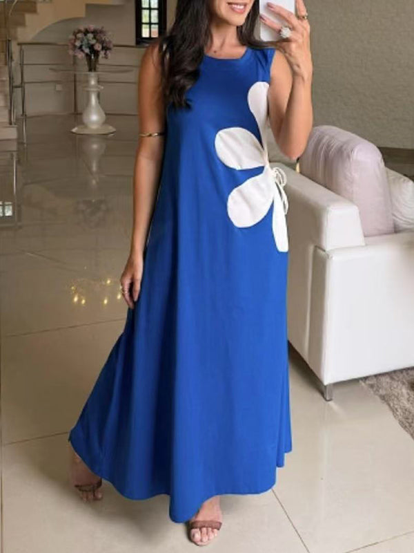 Fashion Print Comfort Sleeveless Round Neck Dress