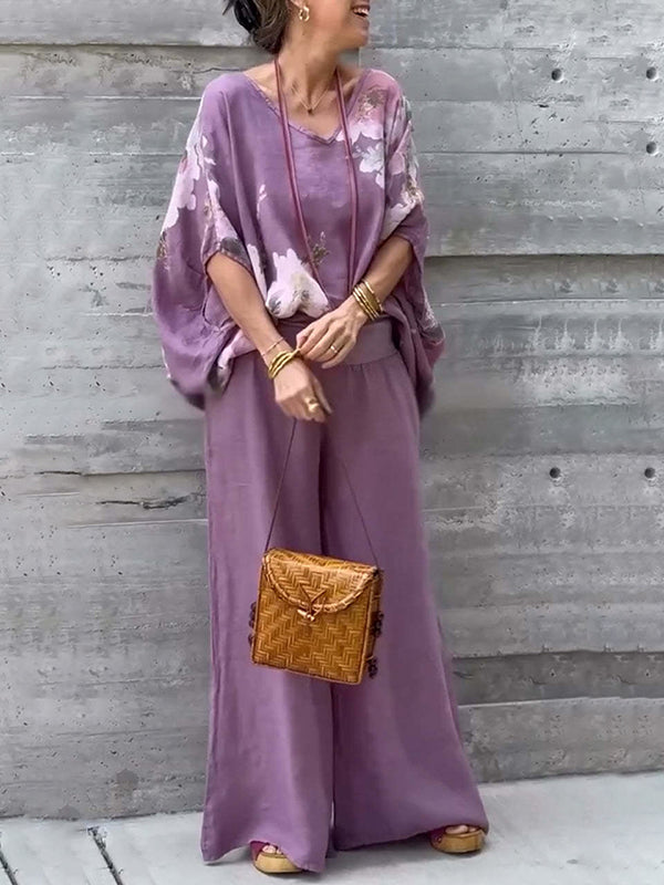 Elegant Ladies Fashion Print Two Piece Suit