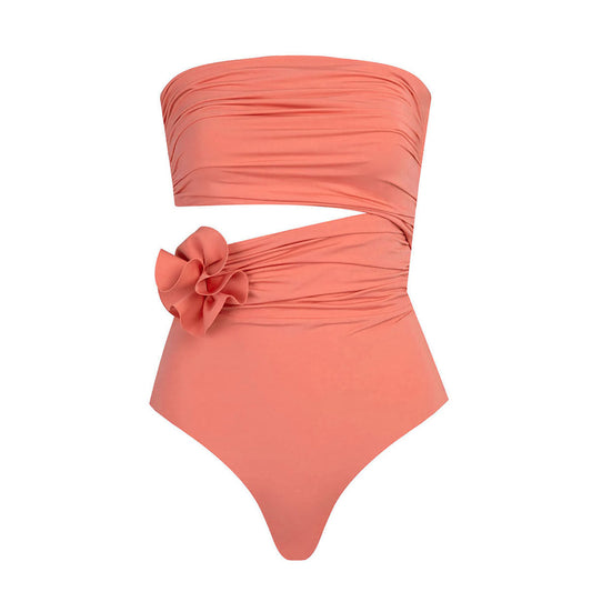 Bandeau 3D Flower One Piece Swimsuit