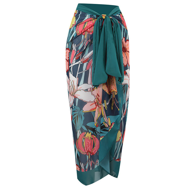 Printed Simple Fashion One Piece Swimsuit and Sarong