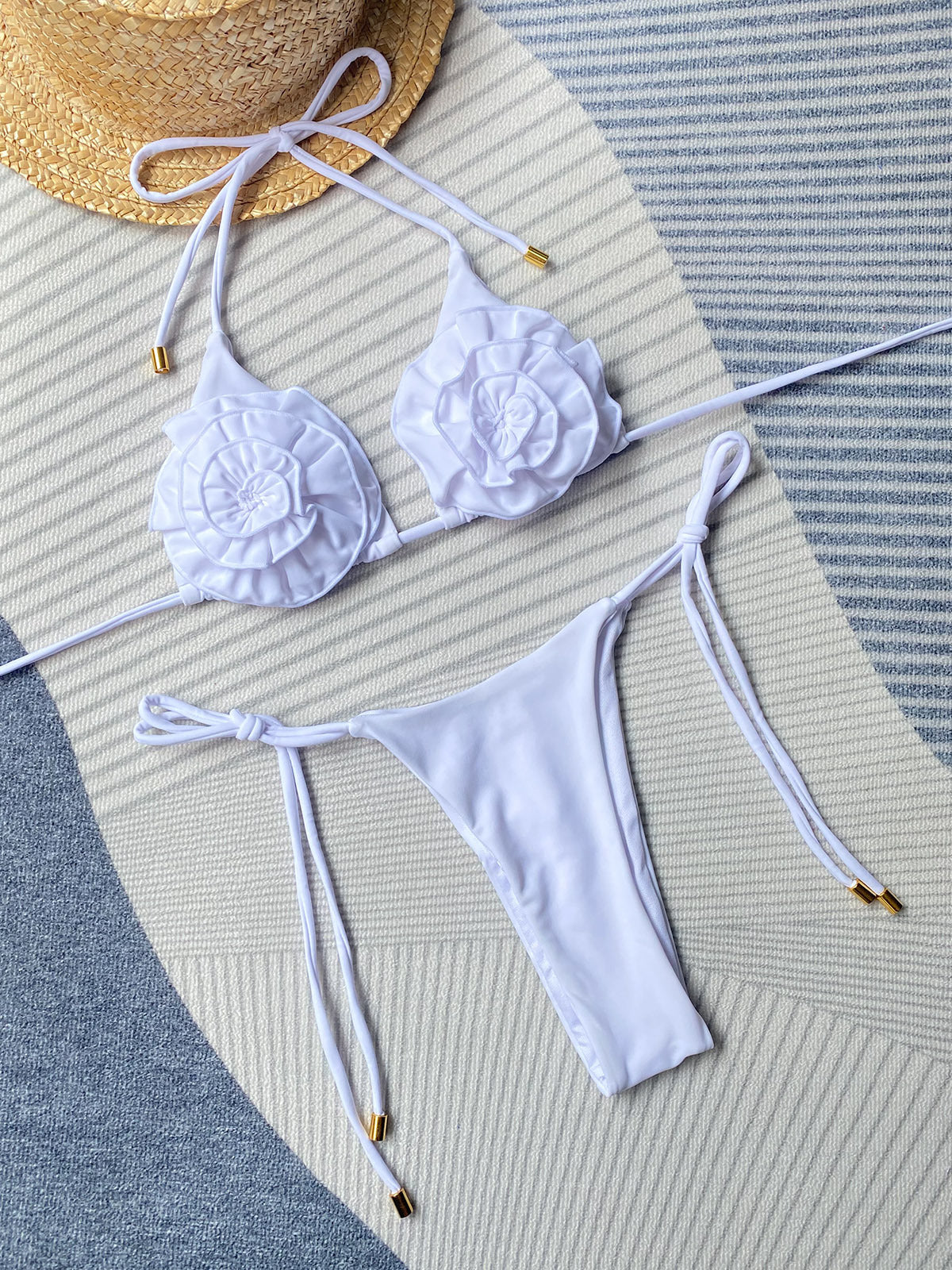 Halter 3D Flower Bikini