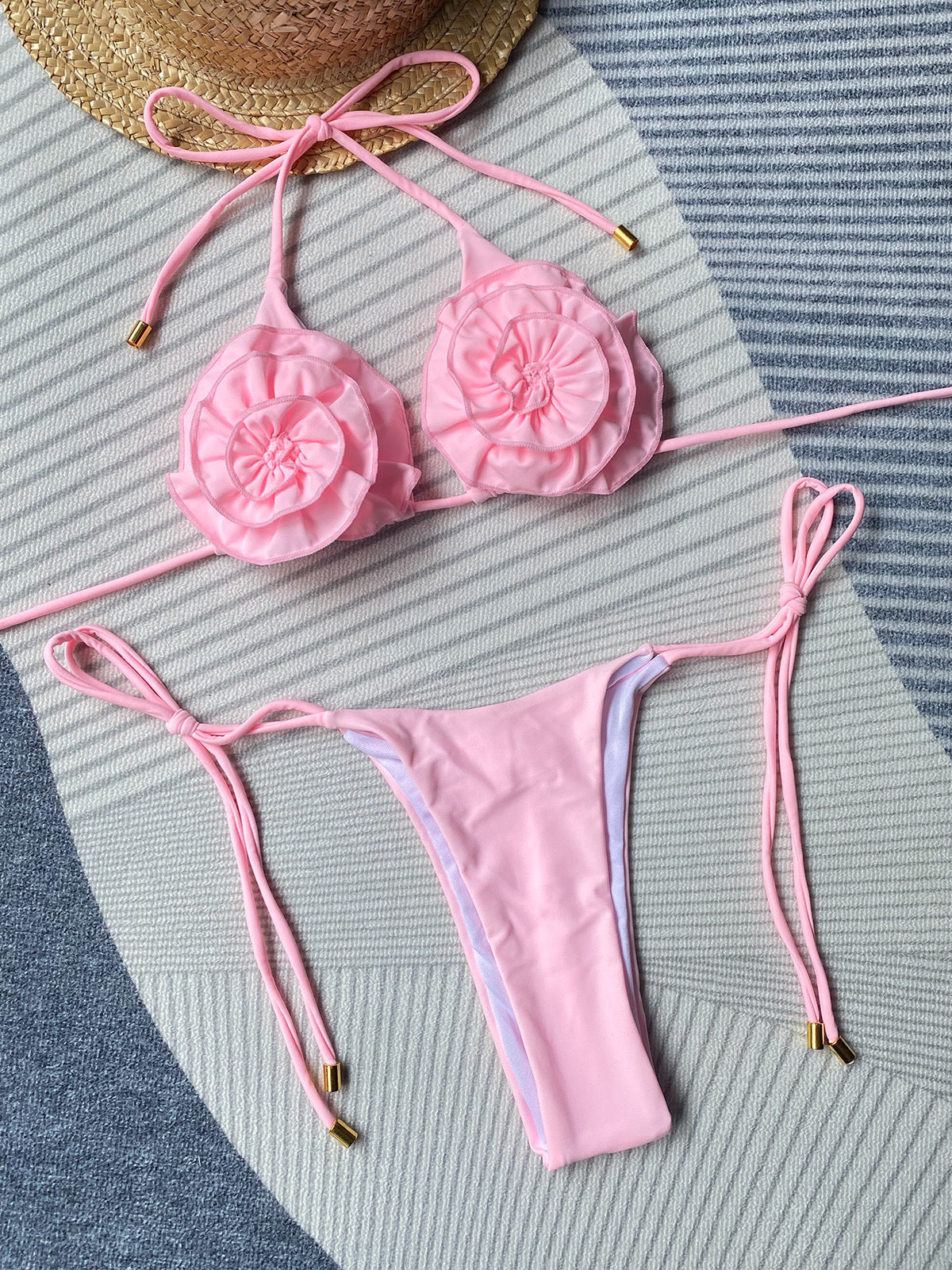 Halter 3D Flower Bikini
