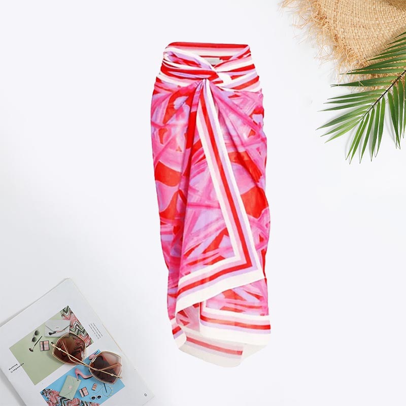 Deep V Neck All Over Print Ruffle Trim Tie Swimsuit