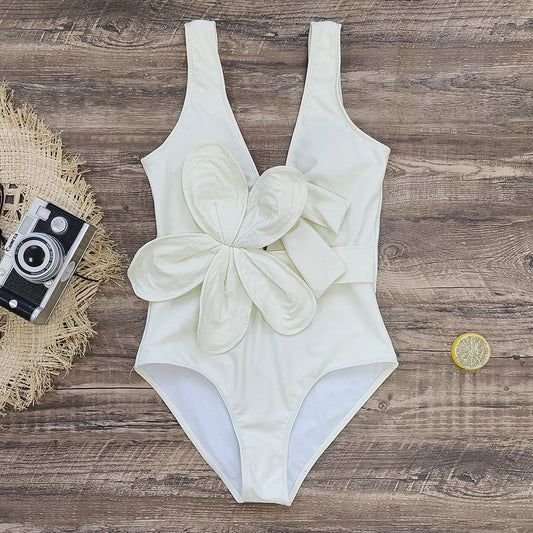 Vioye 3D Flower Cut Out One Piece Swimsuit