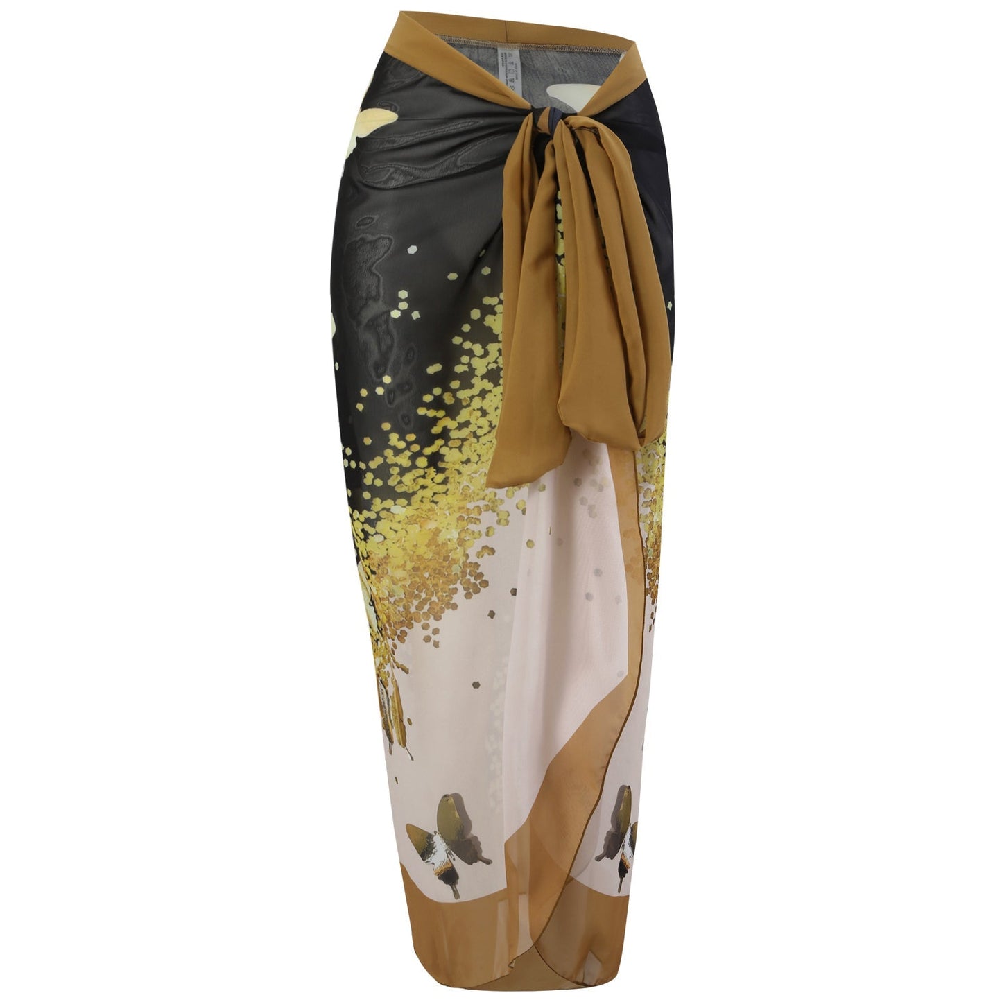 Print One Piece Swimsuit and Splicing Sarong