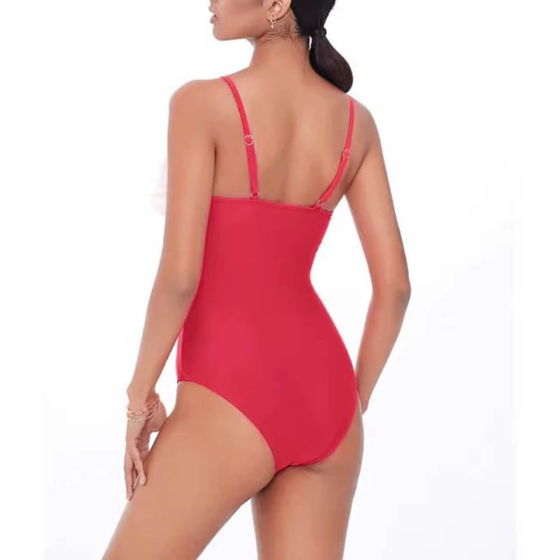 Ombre Flower Decoration Twist Front Swimsuit