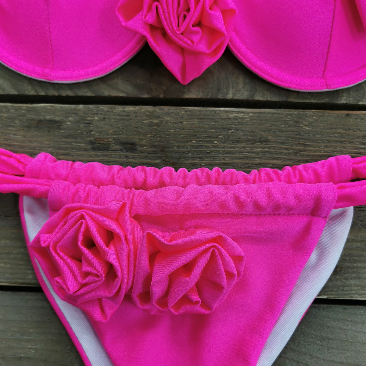 3D Flower Sexy Ruffle Bikini Swimsuit