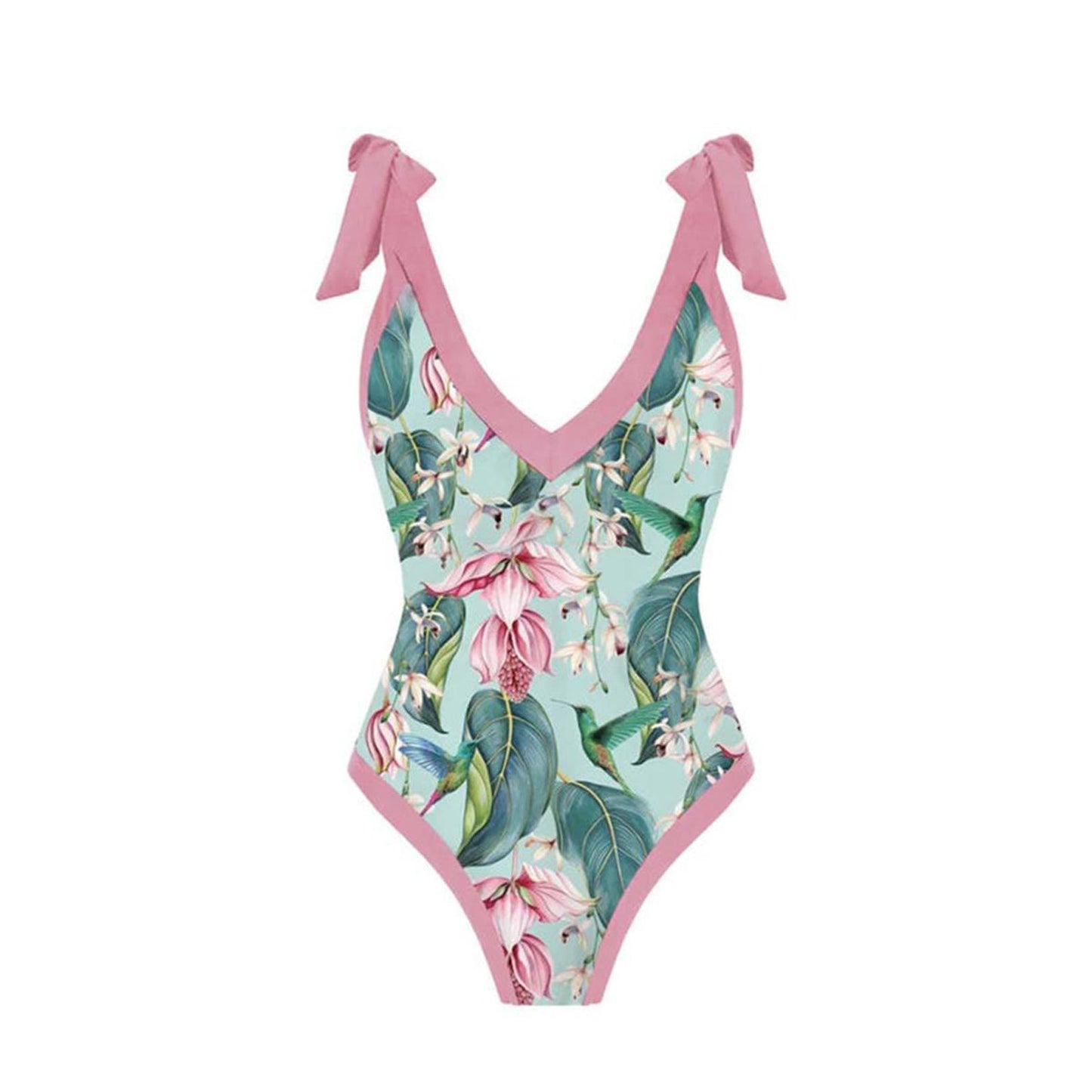 Print One Piece Swimsuit and Splicing Sarong