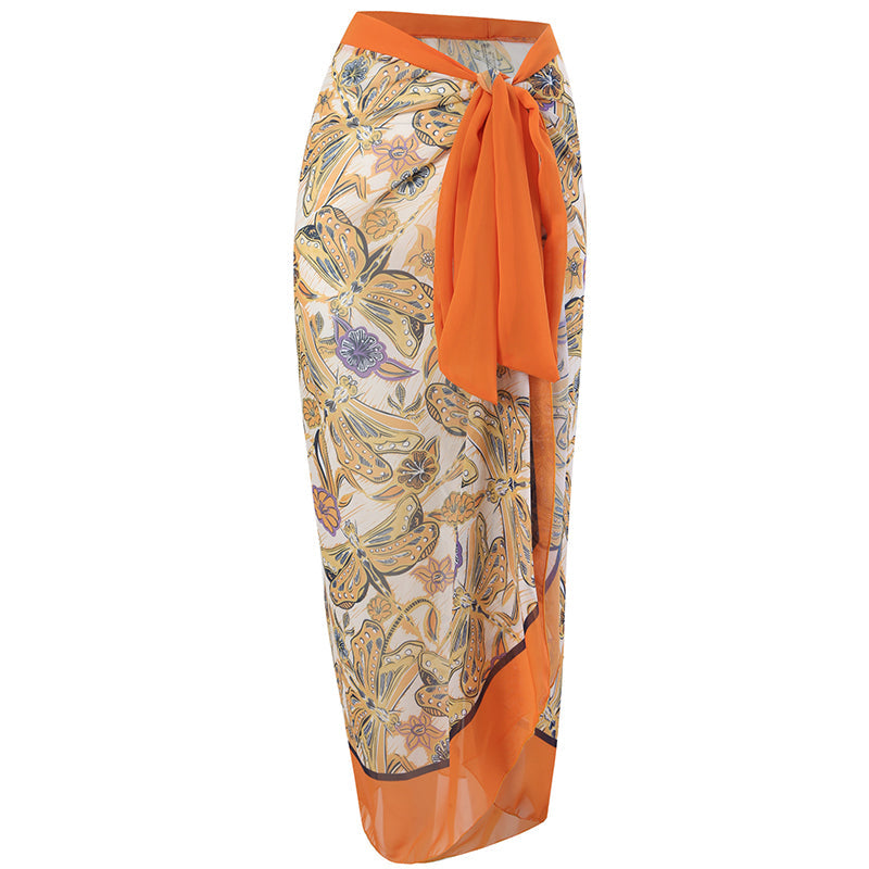 Printed Simple Fashion One Piece Swimsuit and Sarong