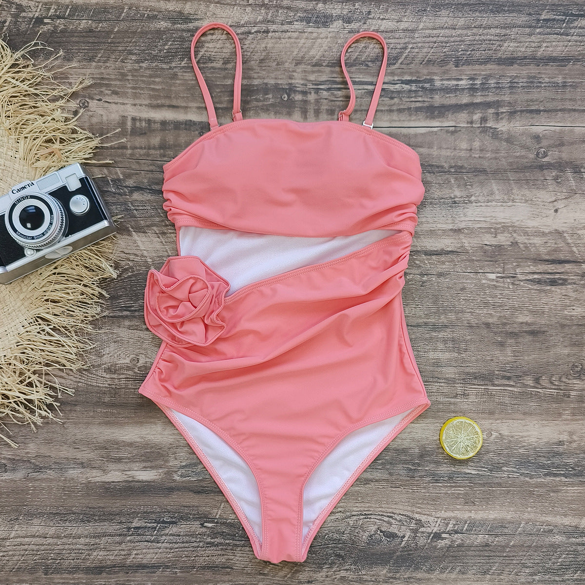 Bandeau 3D Flower One Piece Swimsuit