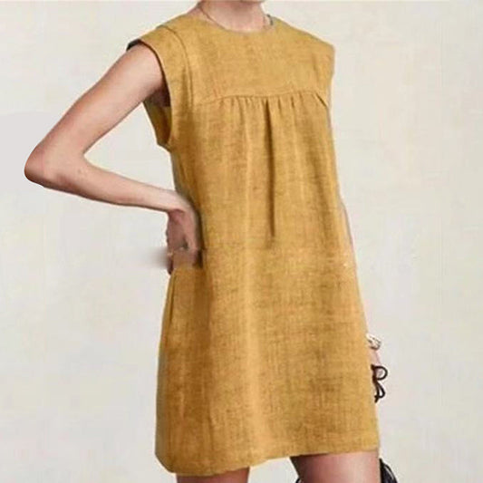 Casual Pleated Sleeveless Women's Dress