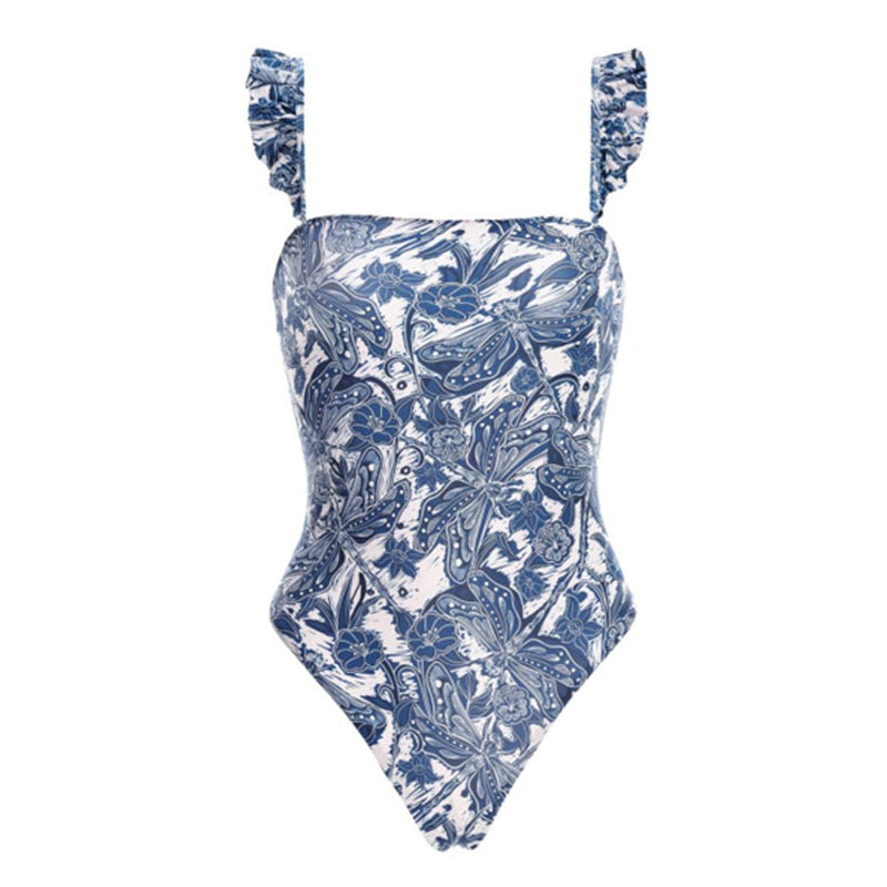 Printed Simple Fashion One Piece Swimsuit and Sarong