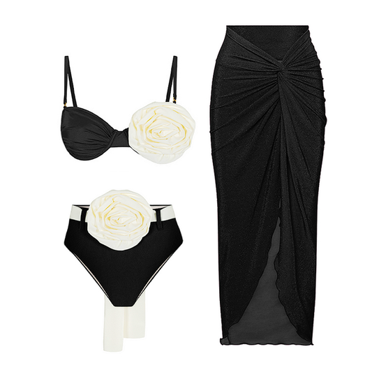 3D flower Bikini Swimsuit and Sarong (Shipped on Jun 20th)
