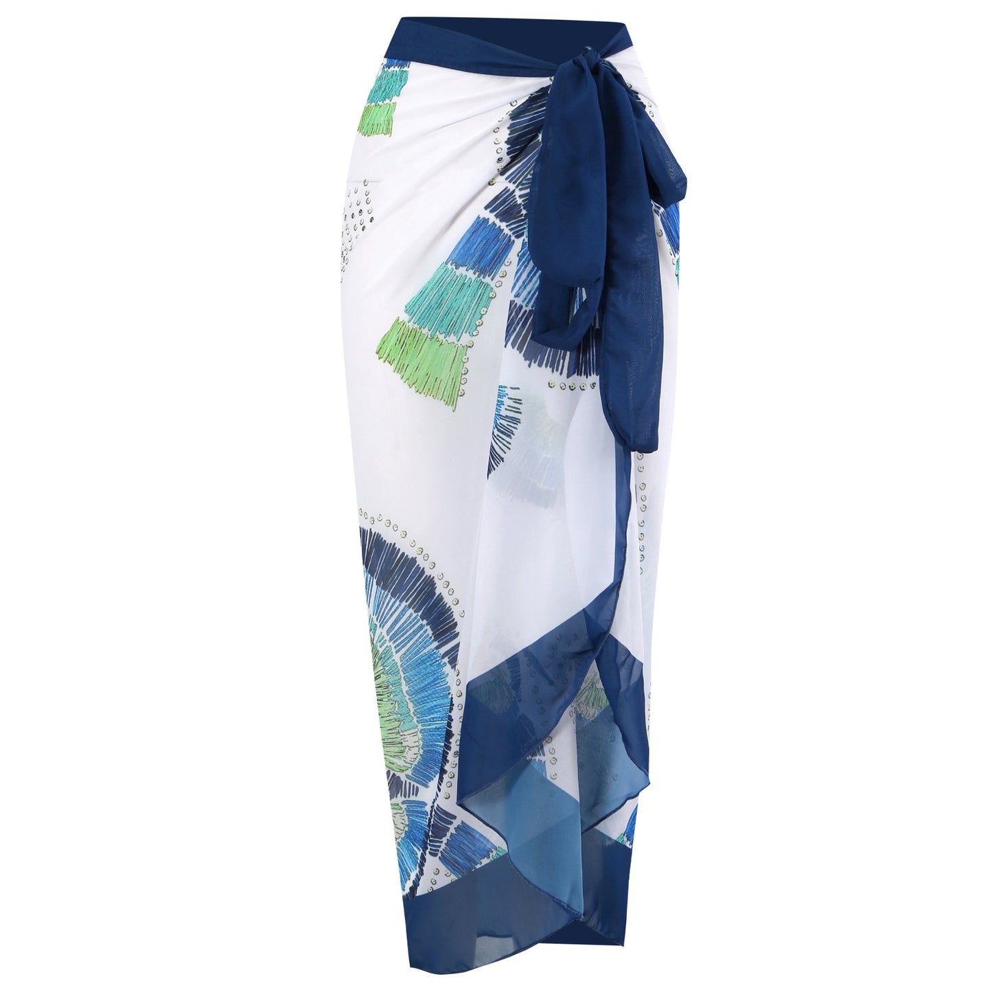 Print One Piece Swimsuit and Splicing Sarong